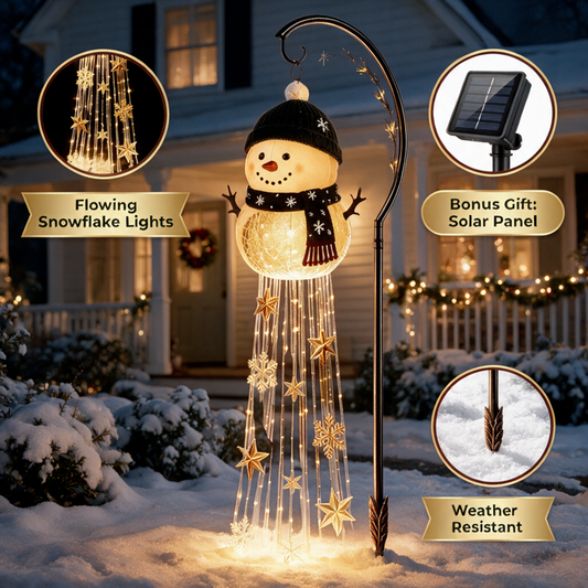 Glowing Snowman Light with Falling Stars